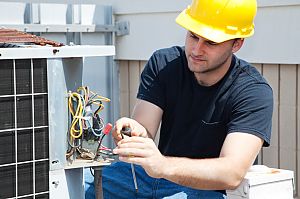 Electrical contractor at work